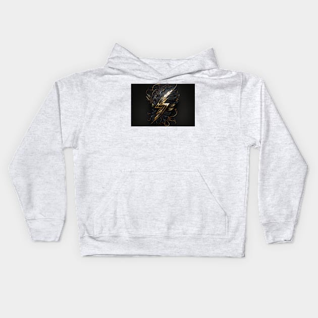 Black and Gold lightning Kids Hoodie by TheMadSwede